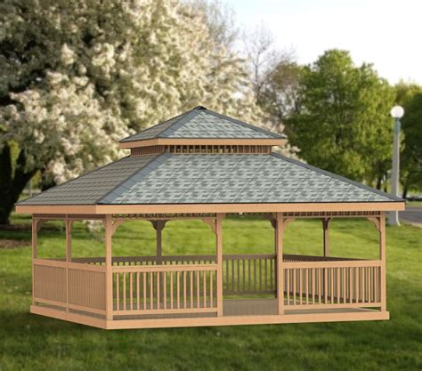 Garden Gazebo Building Plans I Double Hip Roof 20 X 20 Etsy India