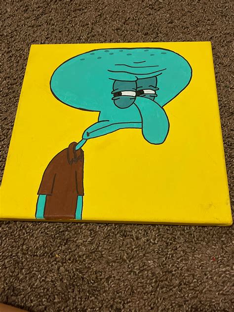 Frowning Squidward 12x12 Stretched Canvas Etsy