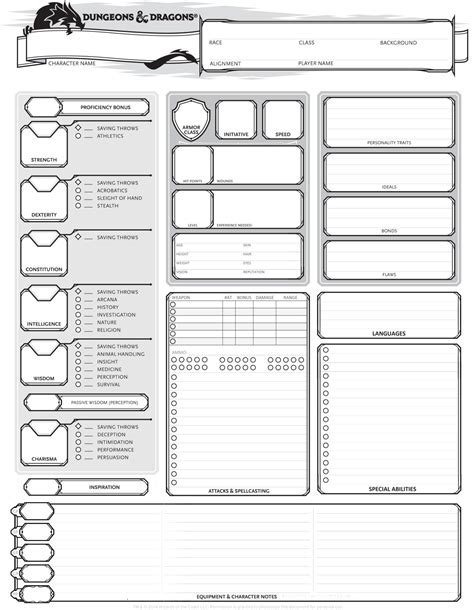 Printable Blank Dnd Character Sheet Printable Blank World