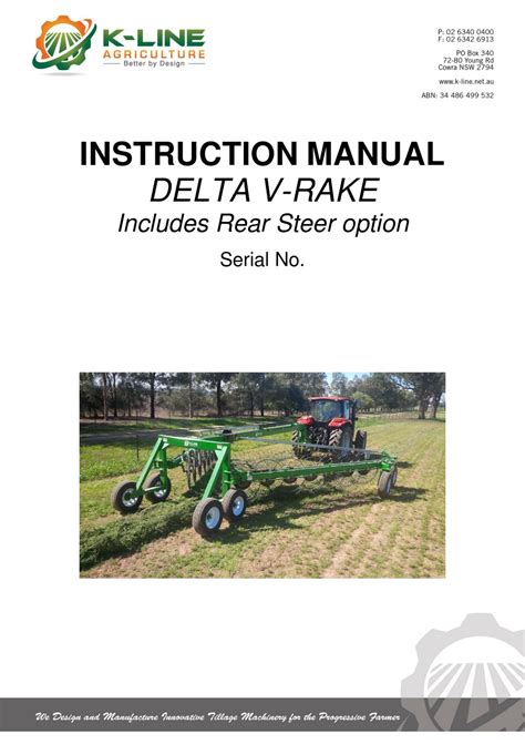 K Line Delta V Rake Series Instruction Manual Pdf Download Manualib