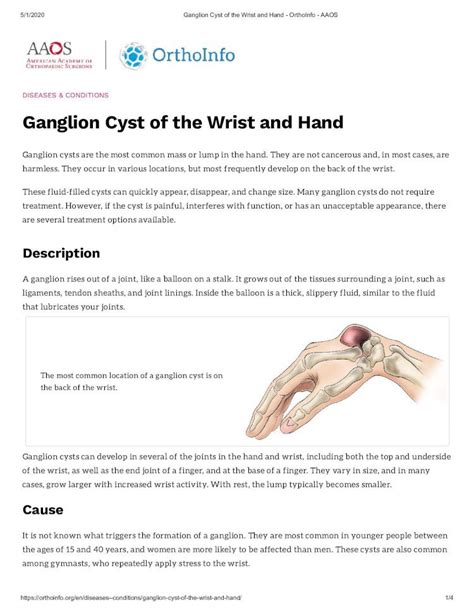 Pdf Ganglion Cyst Of The Wrist And Hand Ganglion Cyst Of The Wrist And Hand