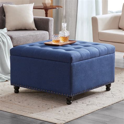 Buy Tbfit Large Square Storage Ottoman Bench Tufted Upholstered Coffee
