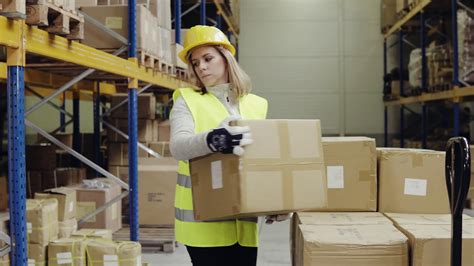 Warehouse Worker Unloading Boxes From Pallet Stock Footage Sbv
