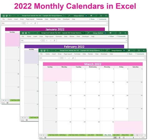2022 Calendario Año Imprimible Planificador Plantillas De Etsy