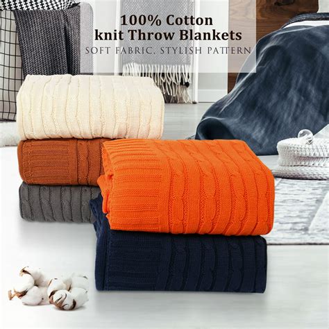 Super Soft Warm Cotton Knit Throw Blanket Sofa Bed Decorative Cable