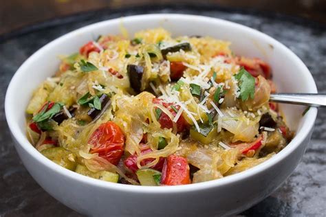 Spaghetti Squash With Roasted Vegetables Two Kooks In The Kitchen