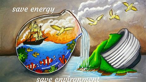 We believe in saving money, living comfortably, and making it easy, too! How to draw and paint save energy save environment - YouTube
