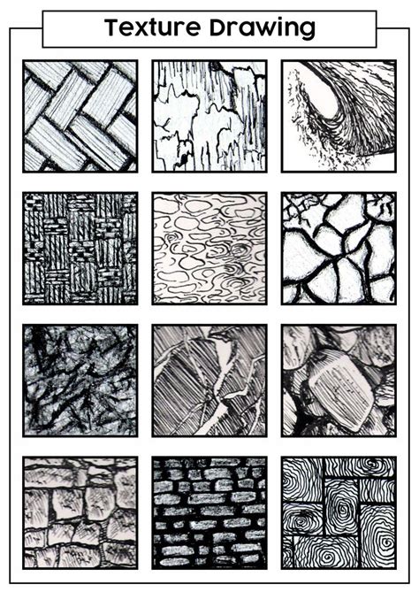 15 Texture Line Drawing Techniques Worksheet In 2022 Drawing