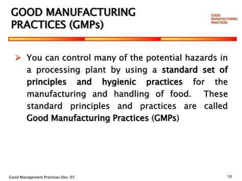 Ppt Good Manufacturing Practices Training About Our Food Safety Plan