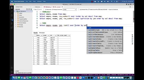 Rownumber Rank Denserank And Ntile Functions In Sql Server Youtube