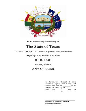 Fillable Online Sos State Tx Certificate Of Election Form Texas