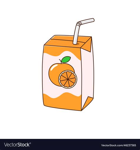Orange Juice Box With Straw Royalty Free Vector Image
