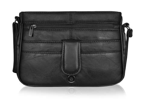 Real Leather Ladies Handbag Womens Cross Body Black Shoulder Bag 7bags
