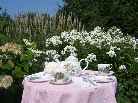 Two Cottages And Tea Cottage Flower Garden Tea