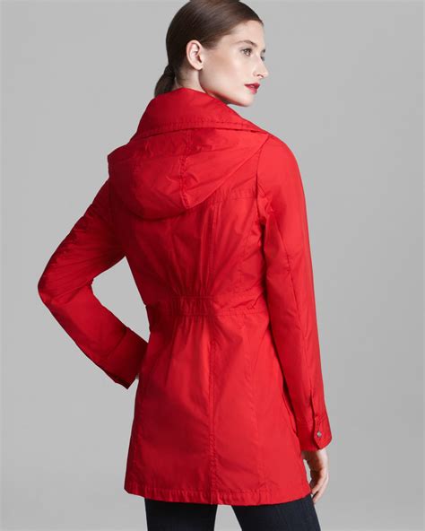 Lyst Cole Haan Rain Coat Packable Hidden Hood In Red