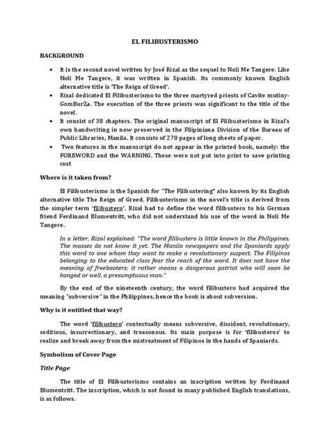 El Filibusterismo Report Pdf Philippines