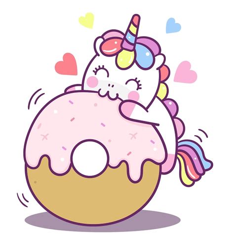 Premium Vector Cute Unicorn Vector Yummy Donut