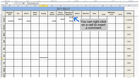 Excel Bill Tracker