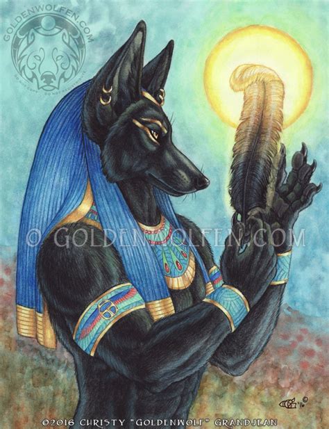 Anubis Egyptian God With Feather Of Truth Print