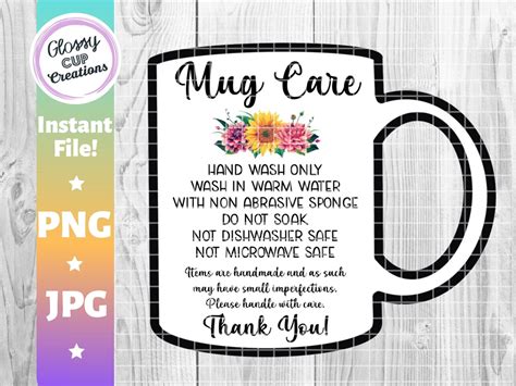 Mug Care Cards Png  Instant Download Print To Cut Etsy