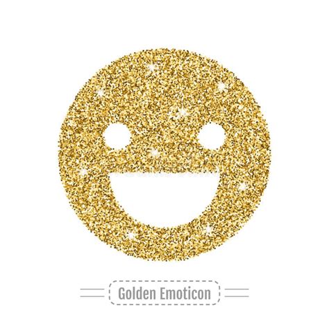 Happy Emoticon By Golden Glitter Face With Smile Icon Stock Vector