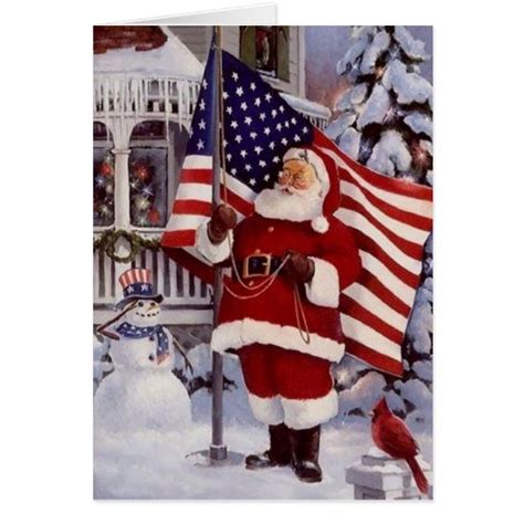 I've mentioned before how i acquired a lovely collection of vintage christmas cards, but in case there should be new readers here, i'll share it again. Patriotic Christmas Greeting Card | Zazzle