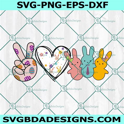 Peace Love Peeps SVG, Cute Bunny Svg, Easter Bunny Svg