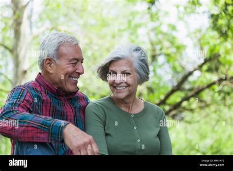 Portrait Of Senior Couple Laughing Stock Photo Alamy