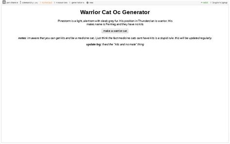 There is not one fan who has not thought about this, right? Warrior Cat Oc Generator ― Perchance