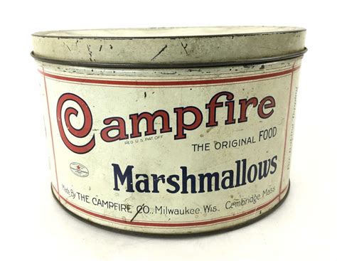 lot vintage campfire marshmallows tin container 5 lbs