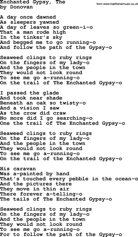 Donovan Leitch Song Enchanted Gypsy The Lyrics
