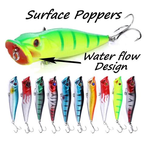 5 X Genuine Fishing Popper Lures Shad Rap Surface Pike Perch Trout