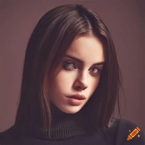 Portrait Of A Beautiful Woman With Dark Hair And Brown Eyes