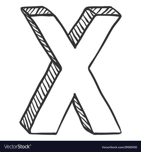 Single Doodle Sketch The Letter X Royalty Free Vector