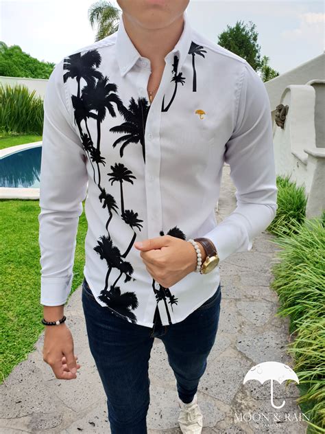 Camisa Deluxe Blanca Palmeras Men Fashion Casual Shirts Mens Casual