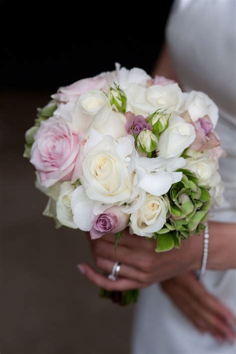 Pale Pink & White Hand Tied Bouquet | Bridal bouquet, Wedding flowers, Hand tied bouquet