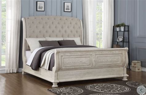 , the visually stunning keren collection is a modern study on line and light. Barton Creek Off White Upholstered Sleigh Bedroom Set from ...