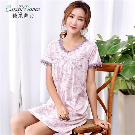 Womens Sleepdress Summer 100 Modal Cotton Soft Short Sleeve Knee Length Nightgowns Thin Plus