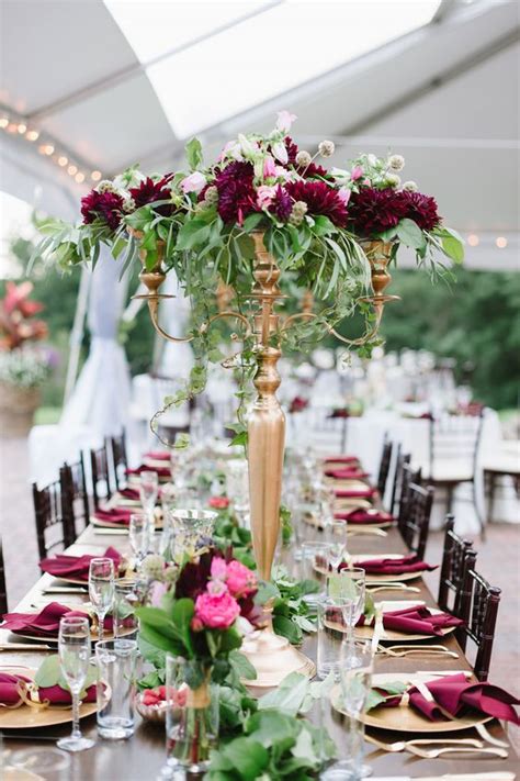 Wedding flowers and decor by secrets floral. 30 Elegant Fall Burgundy and Gold Wedding Ideas | Deer ...