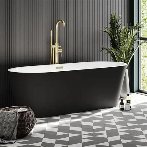 Brooklyn Matt Black Exterior 1700 X 800mm Double Ended Freestanding Bath Free Standing Bath