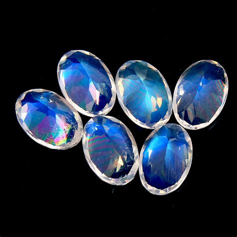 Natural Rainbow Moonstone Faceted Oval 6x4 Mm 275 Carat Blue Etsy