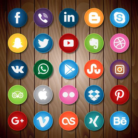 Social Media Icon On Wood 212811 Vector Art At Vecteezy