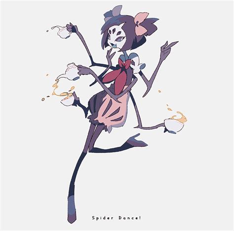 safebooru 1girl bow extra arms extra eyes fang high heels muffet ribbon solo spider girl tea