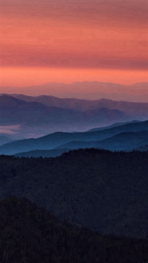 Sunset Mountain Nature Blue Red Cloud Sky Iphone Wallpapers Free Download