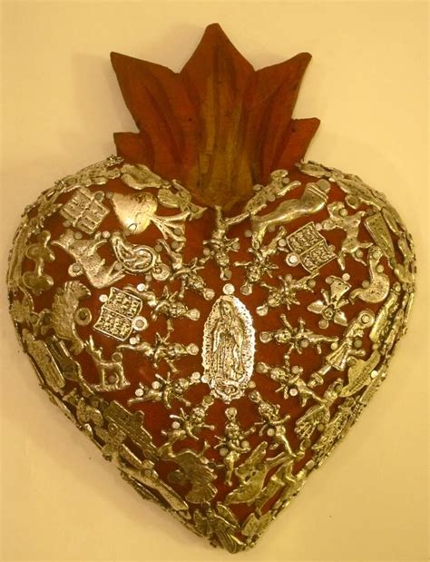 Milagro Miracles Wood Heart Mexico 95 Arte De Corazón Corazones