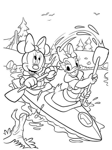 Minnie Mouse Y Daisy Duck Remando En Un Bote Para Colorear Imprimir E