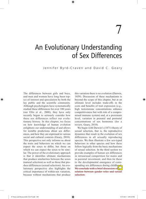 Pdf An Evolutionary Understanding Of Sex Differences