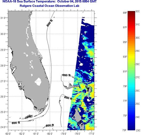 Florida Coast Sea Surface Temperatures Sunday October 4 2015 15400