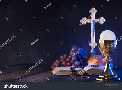 Christianity Symbols Composition First Holy Communion Stock Photo