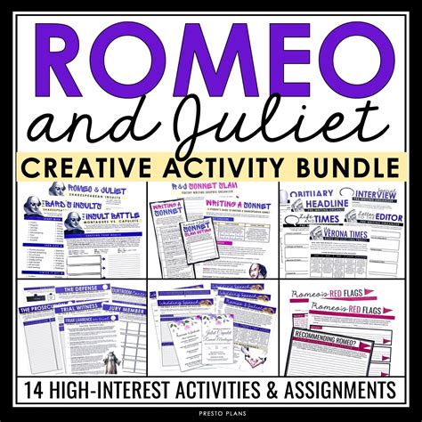Romeo And Juliet Activity Bundle Creative Activities And Assignments S Presto Plans
